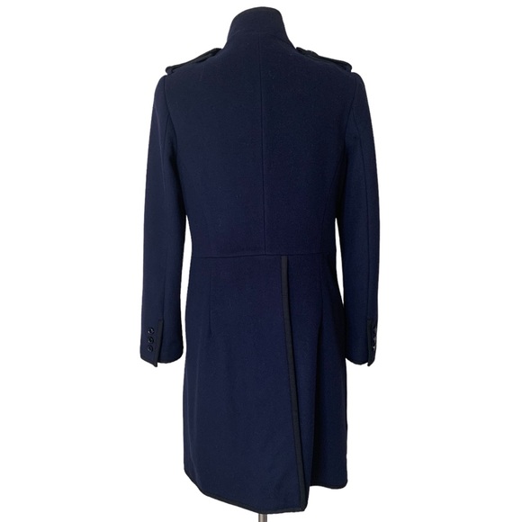 3.1 Phillip Lim Blue Wool Double Breasted Long Coat Women’s Size 8 High Collar - Picture 3 of 16